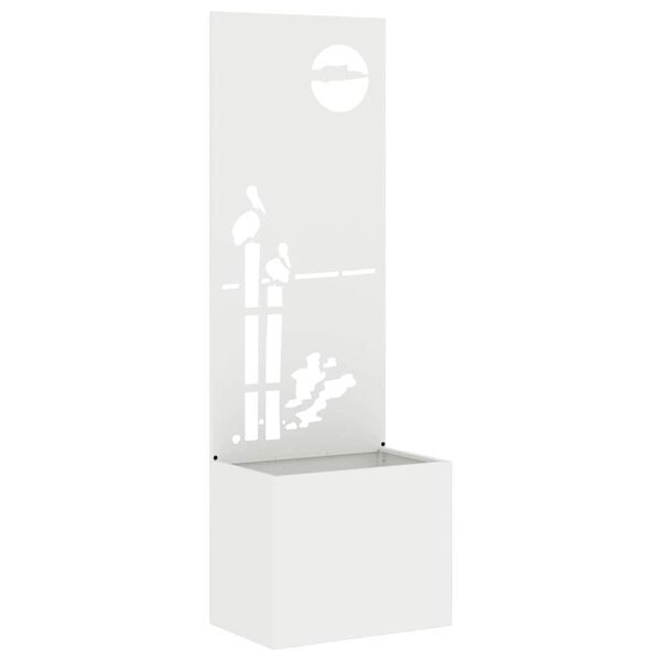 vidaXL Dārza privātuma ekrāns Balts 50 x 140 cm Auksti velmēta tērauds