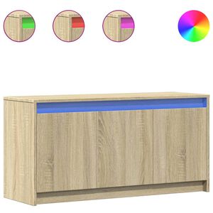 vidaXL TV skapītis ar LED, koka krāsa, 100x34x50 cm, inženierijas koks
