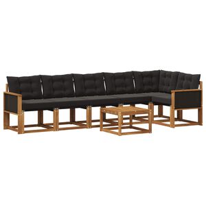 vidaXL Āra dīvānu komplekts ar spilvenu 7 pcs Dabiska un melna