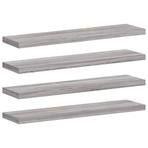 vidaXL sienas plaukti, 4 gab., pelēki, 40x10x1,5 cm, inženierijas koks