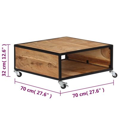vidaXL kafijas galdiņš, 70x70x32 cm, akācijas masīvkoks