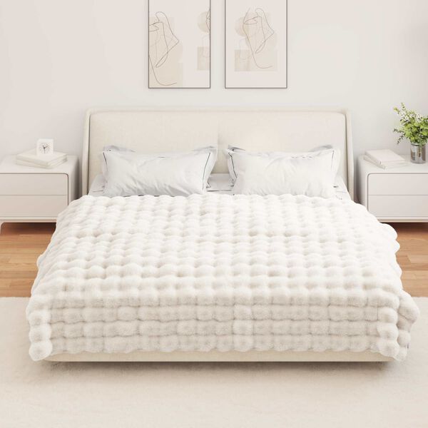 vidaXL Mākslīgā truša kažokādas sega Balts 150 x 220 cm Poliesters