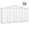 vidaXL arkveida gabiona grozi, 8 gb., 200x50x100/120cm, cinkota dzelzs