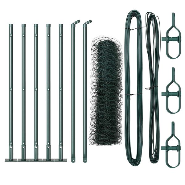 vidaXL Žoga āķis Zaļa 10 x 0,5 m (50 mm siets) Tērauds un PVC