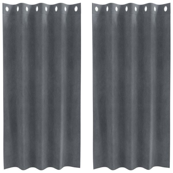 vidaXL Aptum&scaron;ojo&scaron;ie aizkari 2 pcs Gai&scaron;i pelēks 140 x 175 cm Samts