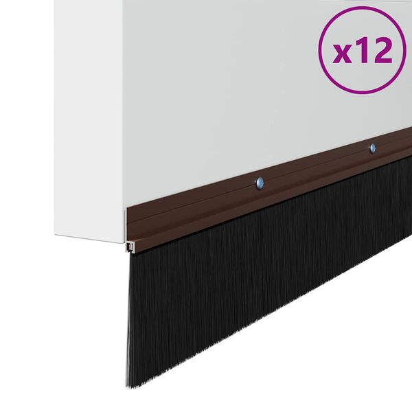 vidaXL Skrūvējami durvju birstes blīvējumi 12 pcs Brūna 100 cm