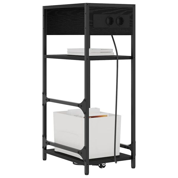 vidaXL Nakts skapītis Melns ozolkoks 40 x 27 x 76 cm Inženierijas koks