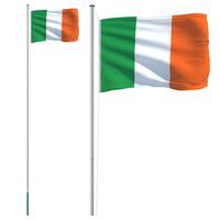 vidaXL Īrijas karogs un masts, 6,23 m, alumīnijs