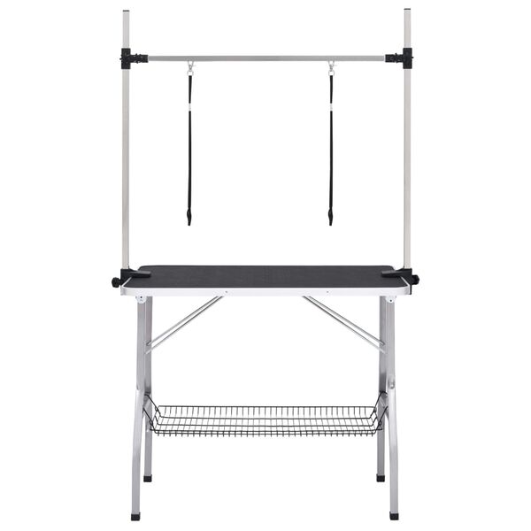 vidaXL regulējams suņu kopšanas galds ar 2 cilpām un grozu