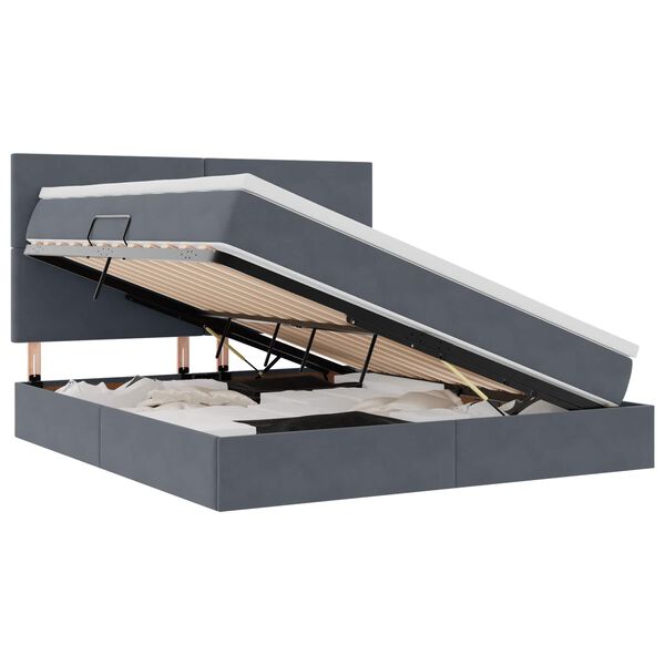 vidaXL Gulta ar uzglabā&scaron;anas vietu un LED Tum&scaron;i pelēks 180 x 200 cm