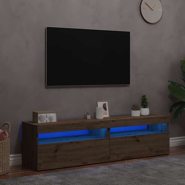vidaXL 2-daļīgs televizora skapja komplekts ar LED gaismām Artisan Oak