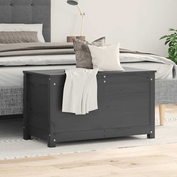 vidaXL uzglabāšanas kaste, pelēka, 80x40x45,5 cm, priedes masīvkoks