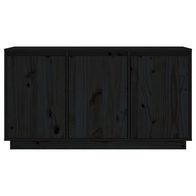 vidaXL kumode, melna, 111x34x60 cm, priedes masīvkoks