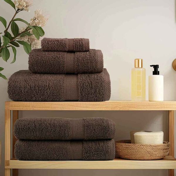 vidaXL Mazgājamie dvieļi SOLUND Brūna Kokvilna