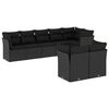 vidaXL 8-daļīgs dārza dīvāna komplekts, matrači, melna PE rotangpalma