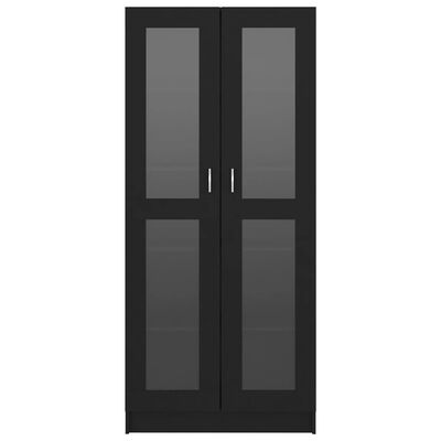 vidaXL vitrīna, melna, 82,5x30,5x185,5 cm, skaidu plāksne
