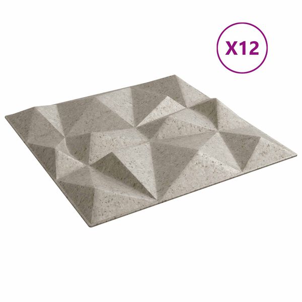 vidaXL Sienas paneļi 12 pcs Dimanta Betons 50 x 50 cm XPS Putu