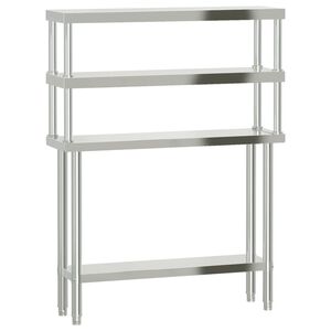 vidaXL virtuves darba galds ar plauktu, 110x30x150 cm, tērauds