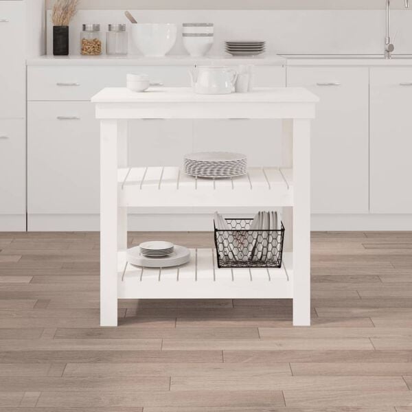 vidaXL darbagalds, balts, 78,5x50x80 cm, priedes masīvkoks