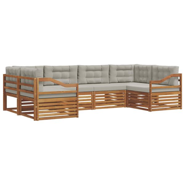 vidaXL Dīvāna komplekti ar spilvenu 6 pcs Dabīgs un gai&scaron;i pelēks