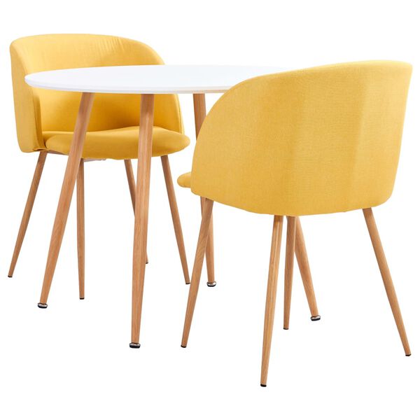 vidaXL 3-daļīgs virtuves mēbeļu komplekts, dzeltens audums