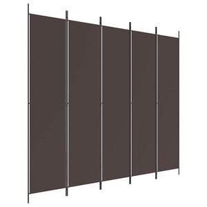 vidaXL 5-paneļu istabas aizslietnis, 250x220 cm, brūns audums