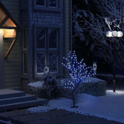 vidaXL Ziemassvētku koks, 128 LED, zila gaisma, ķirsis, 120 cm