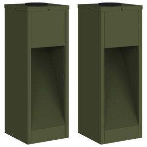 vidaXL Saules LED Ceļa Gaisma 2 pcs Olīvu zaļ&scaron; Auksti velmēts tērauds