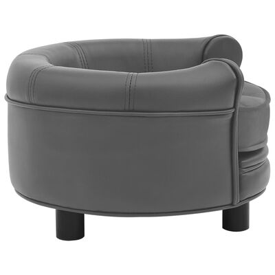 vidaXL suņu dīvāns, pelēks, 48x48x32 cm, plīšs, mākslīgā āda