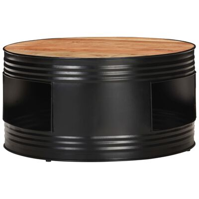 vidaXL kafijas galdiņš, 68x68x36 cm, melns, akācijas masīvkoks