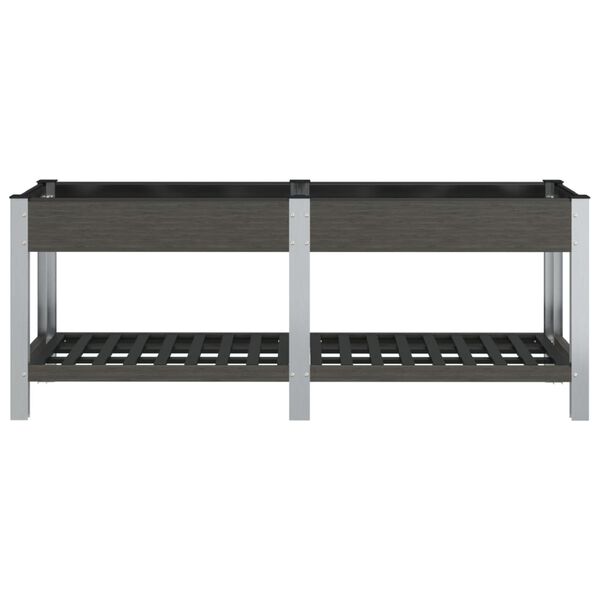 vidaXL augstā puķu kaste ar plauktu, pelēka, 200x50x75 cm, WPC