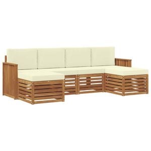 vidaXL Dīvāna komplekti 6 pcs Dabisks un krējuma Cietā akācijas koks