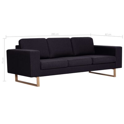 vidaXL divdaļīgs dīvānu komplekts, melns audums
