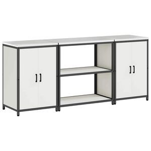 vidaXL Virtuves glabā&scaron;anas komplekts ar plauktu ar durvīm 3 pcs Balts