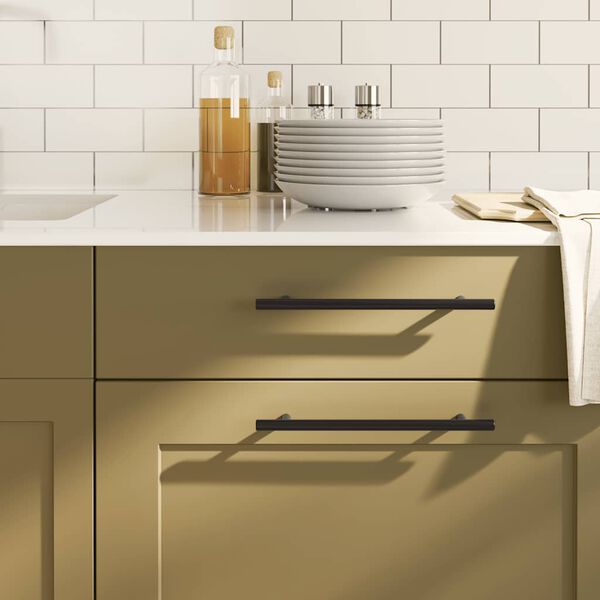 vidaXL skapja rokturi, 5 gab., melni, 192 mm, nerūsējošais tērauds