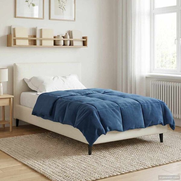 vidaXL Pilnas gada sega Tiltiņ&scaron; Tum&scaron;i zils 135 x 200 cm Mikro&scaron;ķiedra