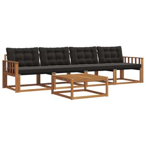 vidaXL Āra dīvānu komplekts ar spilvenu 5 pcs Dabīgs un melns