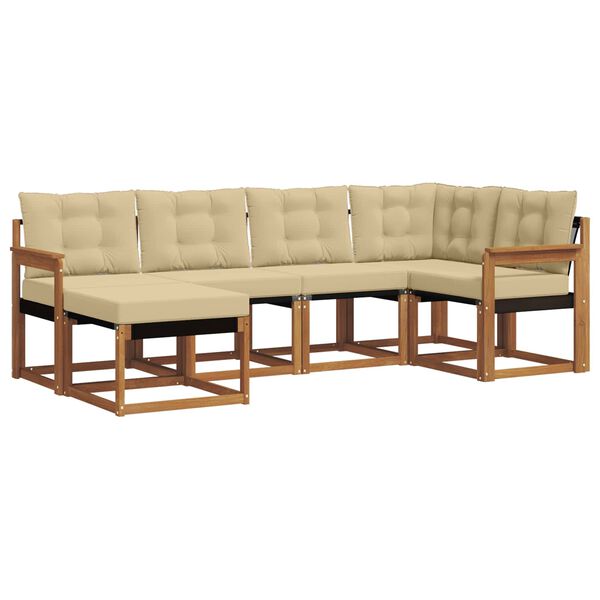 vidaXL Āra dīvānu komplekts ar spilvenu 6 pcs Dabisks un bē&scaron;s