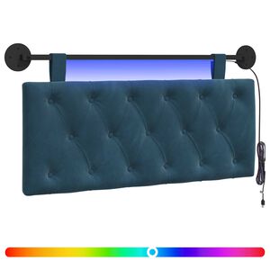 vidaXL Piekaramais gultas galvgalis Ar LED gaismu Zila Samts