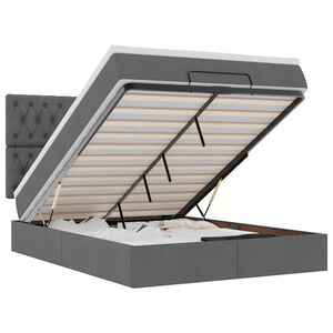 vidaXL Osmaņu gulta ar matraci, tum&scaron;i pelēks, 140x190cm, audums