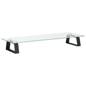 vidaXL monitora statīvs, 60x20x8 cm, melns, rūdīts stikls, metāls