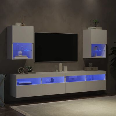 vidaXL TV skapīši ar LED, 2 gab., balti, 40,5x30x60 cm