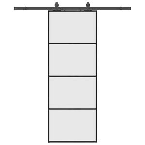 vidaXL bīdāmās durvis ar stiprinājumiem, melns, stikls, 76x205 cm