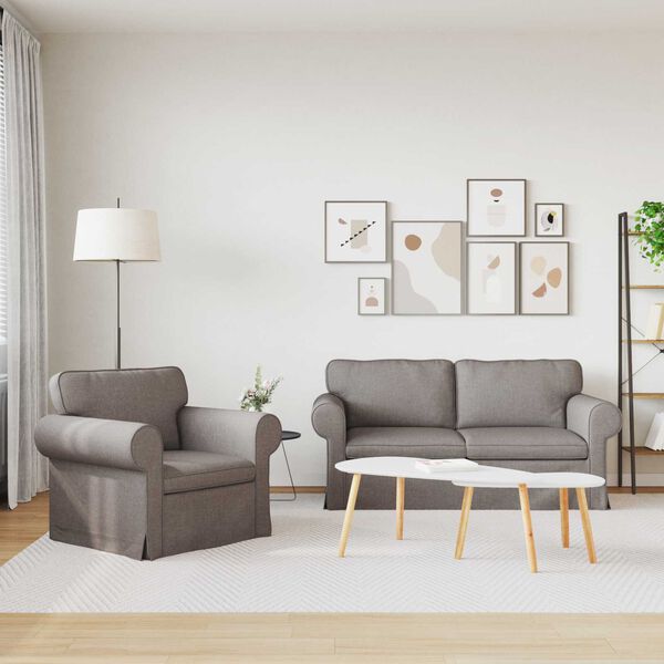 vidaXL Dīvāns 2 pcs Pelēkbrūna 175 x 82 x 80 cm audums