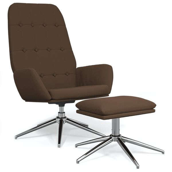 vidaXL atpūtas krēsls ar kājsoliņu, brūns mikro&scaron;ķiedras audums