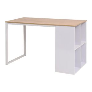 vidaXL rakstāmgalds, 120x60x75 cm, baltā un ozolkoka krāsā
