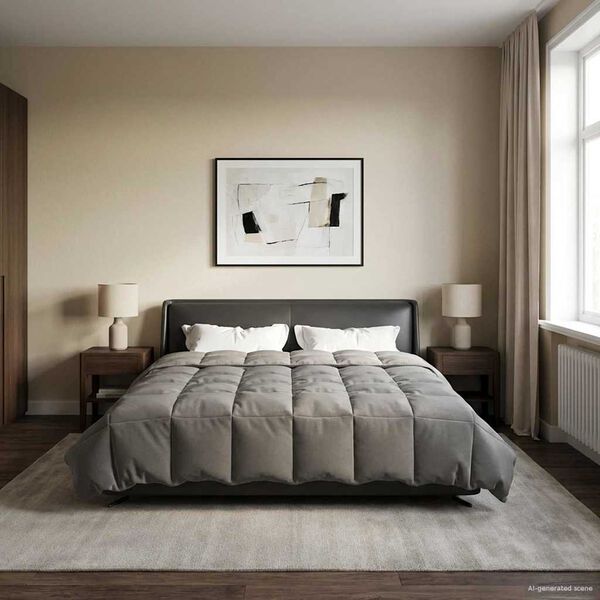 vidaXL Pilnas gada sega Tiltiņ&scaron; Gai&scaron;i pelēks 200 x 200 cm Mikro&scaron;ķiedra