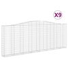vidaXL arkveida gabiona grozi, 9 gb., 400x30x140/160cm, cinkota dzelzs