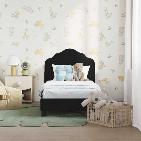 vidaXL Bērnu gultas rāmis ar galvgali Melna 70 x 140 cm Samts