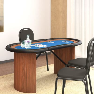vidaXL pokera galds 10 personām, zils, 160x80x75 cm